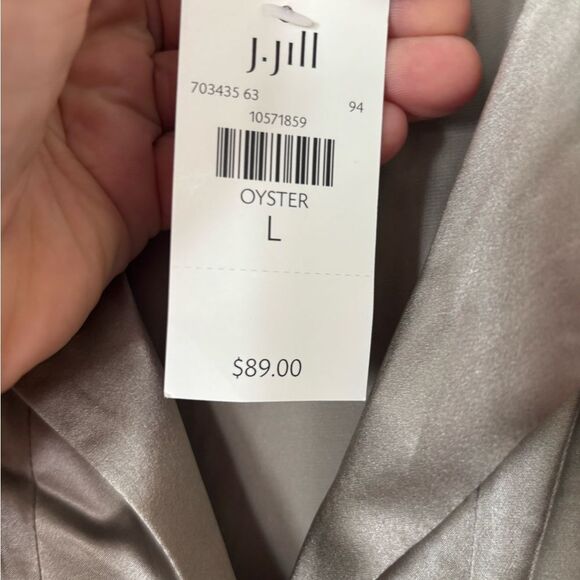 J. Jill Silver 100% Silk tunic in oyster silver 3/4 sleeves NWT - Picture 3 of 4